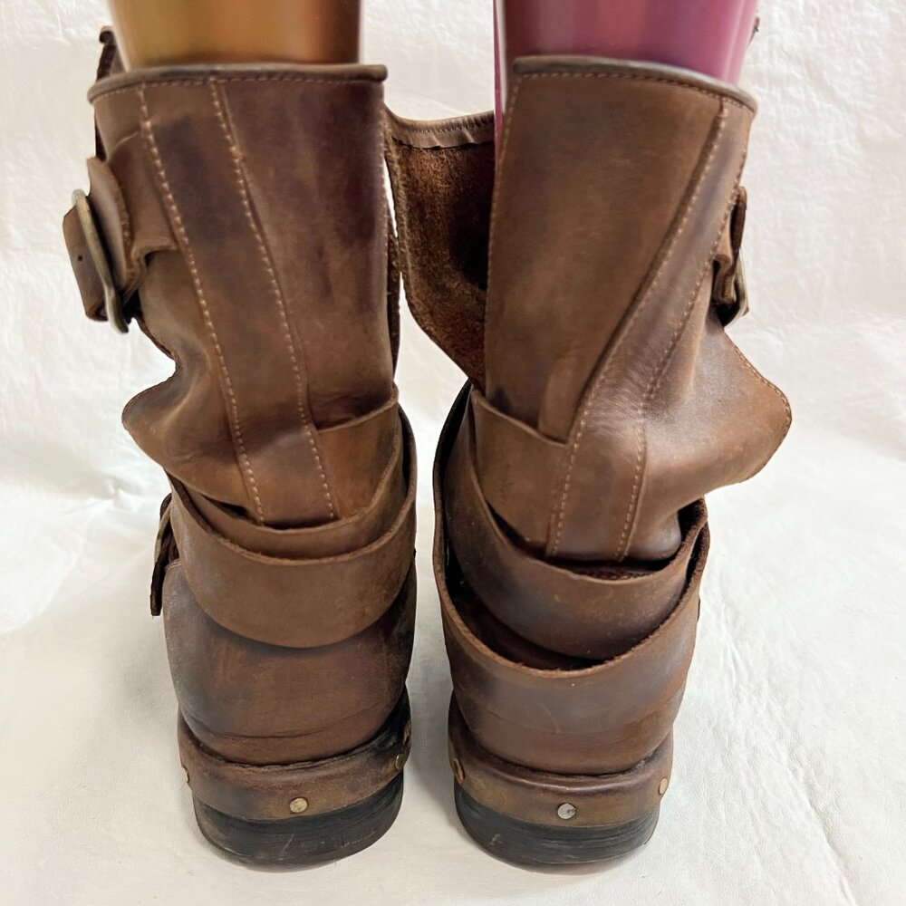 Jeffrey Campbell Brown Distressed Leather Moto Boots - Picture 4 of 11